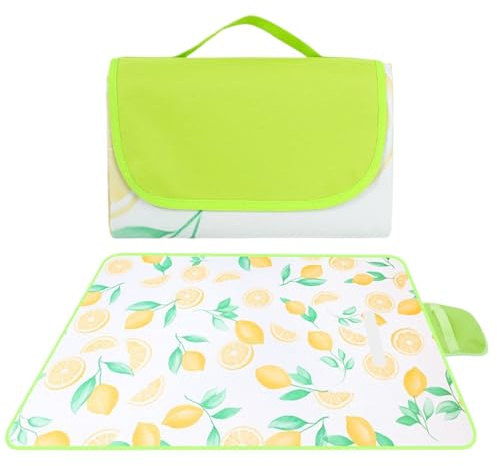 Qizeroty Coperta da Picnic - Materassino Impermeabile Portatile Con Manico | Tappeto Esterno Antisabbia 200x200cm con Maniglia - per Spiaggia Campeggio Giardino Piscina Eventi all'Aperto