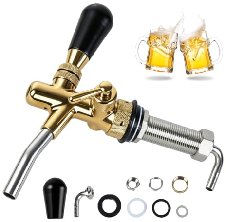 Robinet à Bière, Tireuse à Bière avec Connecteur G5/8 et Régulateur de Débit Robinet Compensateur avec Fonction Mousse Chrome de Haute Qualité Accessoires pour Bar Fête et Maison Professionnel