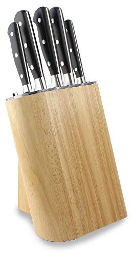 Rockingham Forge Sharp’N Rubber Wood 5 Piece Self-Sharpening Knife Block Set