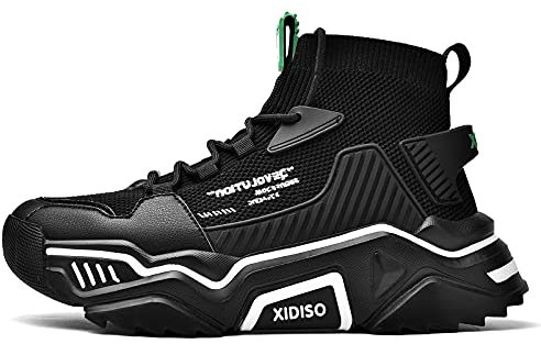 SANNAX Herren Sportschuhe Atmungsaktive Turnschuhe Leicht Wanderschuhe High Top Sneakers Outdoor Fitnessschuhe Lässige Designerschuh, Schwarz, 45 EU