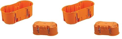 Pawbol 2-Fach Hohlwanddose Tiefe 60mm Fräsloch 2 x Ø 68 mm mit 4 vormontierten Geräteschrauben (Packung mit 2)