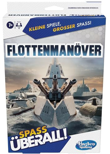 Hasbro Gaming Flottenmanöver Kompakt, Reisespiel für 2 Spieler ab 7 Jahren, klassisches Schiffe versenken, Reisespiele Erwachsene & Kinder