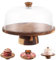 YAYODS Plateau à gâteau de 30 cm avec pied - Présentoir à gâteau en bois avec cloche à gâteau en acrylique - Plateau à gâteau rond avec couvercle pour mariage, fête d'anniversaire, anniversaire de