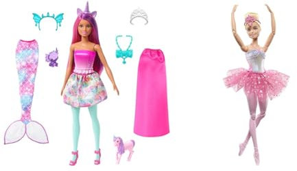 Barbie Dreamtopia Puppe Kleidung und Zubehör für Looks 18+ & Dreamtopia Ballerina Puppe, Twinkle Lights Ballerina mit rosa Tutu und blonden Haaren