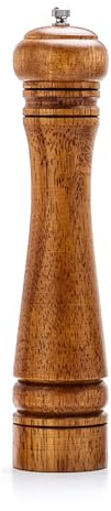 KTHZI 10 inch Pepper Grinder Wood Manual Salt Pepper Mill Shaker with Adjustable Ceramic Rotor