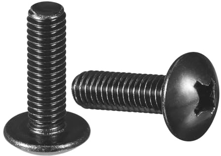 QUARKZMAN 20 Stück Phillips Rundkopfschrauben M6 x 20mm Linsenkopf Phillips Maschinenschrauben, Vollgewinde, 304 Edelstahl Kreuzschlitz Flachkopf Schrauben, Schwarzoxid-Finish
