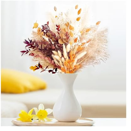 YZROHYI 64 Pcs Erba Della Pampas Decorative,Composizione Fiori Secchi Naturali,Fiori Essiccati Decorativi,Bouquet Di Erba Di Pampa Essiccata,Bouquet Di Fioris Secchi Misti,Dried Flowers per Matrimoni