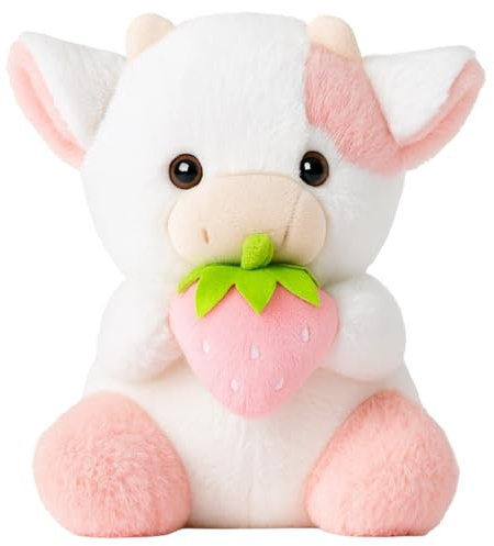 YcsRnn Palm Pals Cow Plush, Adorable Strawberry Cow Stuffed Animal, Soft cow Teddy Toy for Kids, for Children, Home Decoration, 20 cm