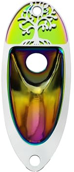 Guyker Guitar Input Jack Plate, Iron Oval Boat Shape Jackplate Socket Ferrule Output Curved GJ008 Rainbow + GJ007 Cover Combo Set for Electric Guitar Bass Replacement Parts