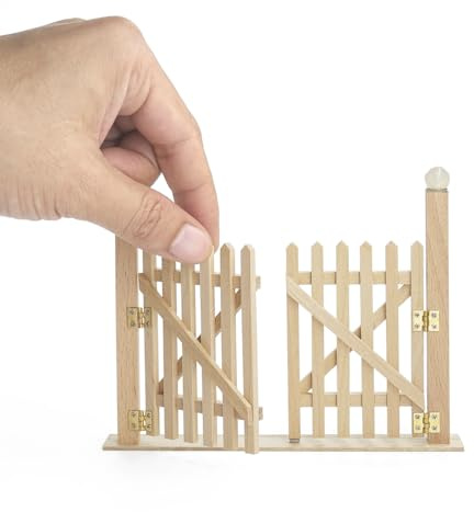 Odoria Miniatura Puerta Valla del Jardín: Escala 1/12 Casa de Muñecas Verja para Diorama Rústico - Mini Cerca Madera No Pintado Barrera para Planta Maceta DIY Requiere Montaje