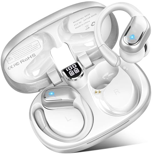 Auriculares Inalámbricos Bluetooth Deportivos 5.4, HD Mic, IP8 Impermeable | 75H Cascos Inalambricos Bluetooth con Driver de 14,2 mm, Cancelacion Ruido ENC, Pantalla LED/USB-C Auriculares Running【Nueva】