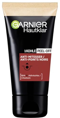 Garnier Peel-Off Maske gegen Mitesser, Schwarze Gesichtsmaske für strahlende Haut, Mit Salicylsäure und Kohle, Hautklar Kohle, 1 x Tube