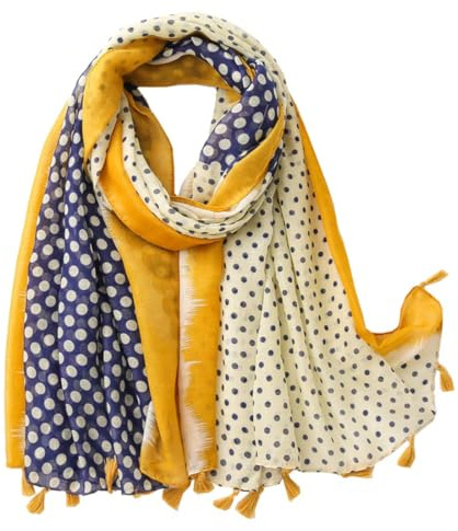 FAIRYGATE Scarf Gifts for Women - Yellow Polka Dot Viscose Wrap Scarf - Large Oversized Long Ladies Scarves 0239