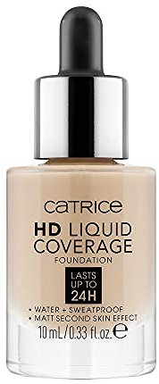 HD Flüssigkeitsabdeckung Mini 020 Rose Beige CATRICE flüssiges Make-up für Damen, 10 ml Pipette