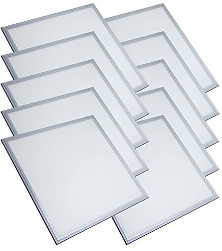 Trango 10er Pack 3000PL LED Deckenpanel 40 Watt 3000K warmweiß *LEO* 62x62cm 3200 Lumen - Büroleuchte, Deckenlampe, Deckenleuchte, Rasterleuchte, Einbau-Deckenleuchte, Odenwalddecke, Büro-Deckenpanel