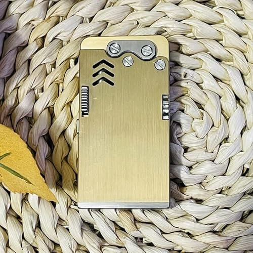 Drachenzungen-Kerosinfeuerzeug Der Vierten Generation Aus Edelstahl, (poröses Winddichtes Reines Messing + Automatische EIN-Knopf-Zündung + Kerosinfeuerzeug Mit Getriebesperre (Color : Gold)