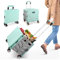 Carro de la compra plegable, carrito de transporte, hasta 50 kg, caja de 50 l, cesta de la compra con tapa, mango extensible de aluminio, 4 ruedas de goma giratorias 360°, 100x41x35 cm, verde y gris