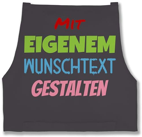 Schürze - Aufdruck selbst gestalten - Wunschtext I Mit eigenem Text personalisiert I Custom Text - 85x69 - Anthrazit - kochschürze bedrucken lassen personalisierte beschriften schürzen