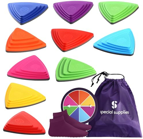 Special Supplies 10 Stepping Stones for Kids Indoor and Outdoor Balance Blocks Promote Coordination, Balance Strength Child Safe Rubber, Non-Slip Edging