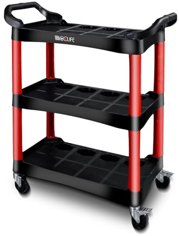 CCLIFE Werkstattwagen Werkzeugwagen Bestückt 87x43x68 cm, Werkstatt Rollwagen mit 3 Etagen, Flexible Rollen Tragkraft 150 kg