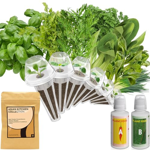 inbloom Asian Herb Seed Pod Kit for AeroGarden, iDoo, Ahopegarden, 7 Pods with 350+ Seeds (Basil, Parsley, Cilantro, Chrysanthemum, Pak Choi, Crystalline Ice Plant, Onion) Hydroponics Growing System