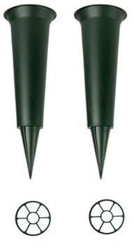 Daisy Dreams Set of 2 In loving Memory Spiked Memorial Grave Flower Vases-Strong Grave Flower Pots, Plastic Spike Grave Ornament for your loved ones (1, Green)