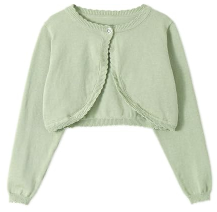 Miipat Fille Boléro Cardigan Tricoté Enfants Manches Longues Mariage Fête | 12 Mois-7 Ans, Coton Tricotés Cardigans Col Ras, Boléro à Bouton Unique, Manteau en Tricot Communionen Mariage Filles