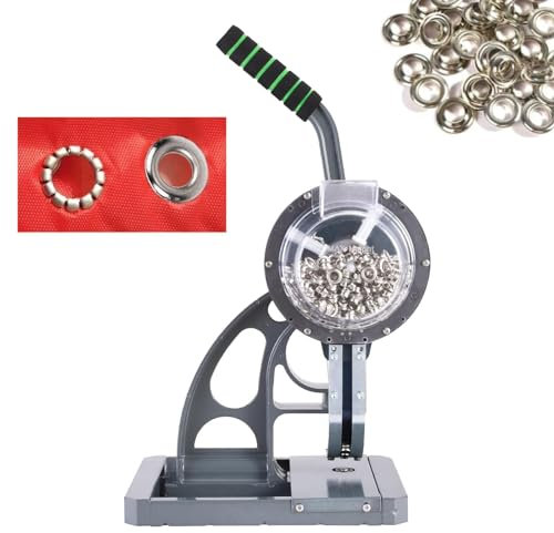 AXGCAA Halbautomatische Ösenbefestigungsmaschine, Ösen-Ösenmaschine mit Handpresse und 1000 Ösen, Hochleistungs-Ösenstanzset mit transparenter Zuführabdeckung, Lochpresse, für Markisen, Poster(10mm)