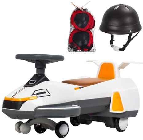 Wilitto Electric Wiggle Car with Pedal,2 in 1 Swing Car Electric Twist Car with Light Music And Helmet Anti-roll Electric Twister with Flashing Shock Absorption Wheel,for Steering Twister Toy for Kid
