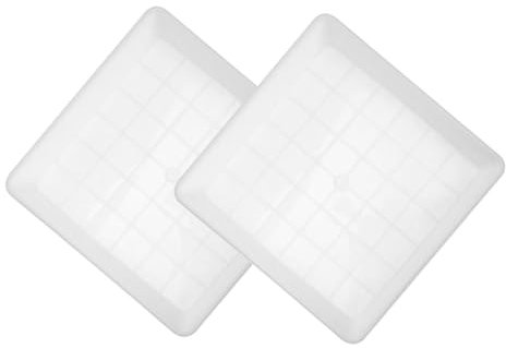 TOYANDONA Plato Cuadrado para Macetas De Plástico Blanco 35 Cm para Interior y Exterior, Bandeja Antigoteo Resistente Intemperie para Plantas, Base Reforzada para Suculentas y Bonsáis