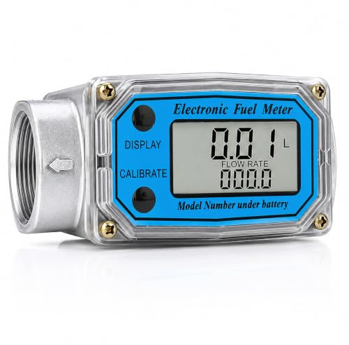 Misuratore di Turbina Digitale 120L 1in, Misuratore di Portata Elettronico Digitale NPT 1 Pollice 120 L/Min 0-99999 Liquidi Meter di Portata Carburante, per Diesel, Cherosene, Benzina (blu)