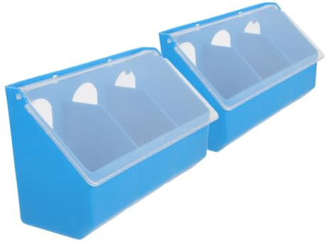 iplusmile 2 Piezas Caja De Alimentación para Aves Comedero De Plástico Azul Comedero y Bebedero para Aves De Corral Adecuado para Jaulas