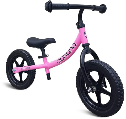 banana bike LT Balance Bike - Lightweight Toddler Bike for 2-5 Age - 33x18x24 No Pedal with Adjustable Handlebar and Seat - Durable Aluminum -Equipped with EVA Tires for Smooth Rides, Pink