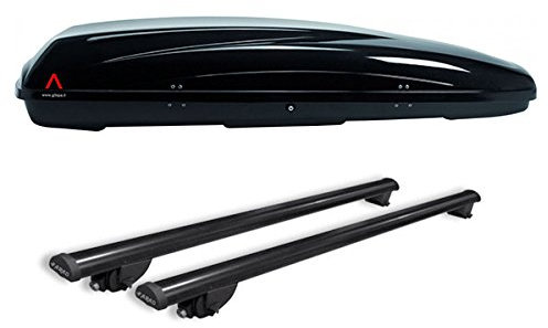 Farad ME32FI30+AZ03060038 - Box da Tetto G3 Helios 400 + Barre PORTATUTTO Acciaio per Auto con Railing O MANCORRENTI