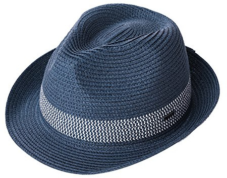 Comhats Paja Unisex Sombrero Hombres Empacables Mujeres Fedora Trilby Panamá Verano ala Corta Azul Marino L