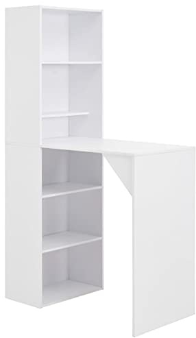 vidaXL Bartisch mit Schrank Bartresen Stehtisch Tisch Tresentisch Bistrotisch Küchentheke Frühstückstisch Küchentisch Esstisch Weiß 115x59x200cm