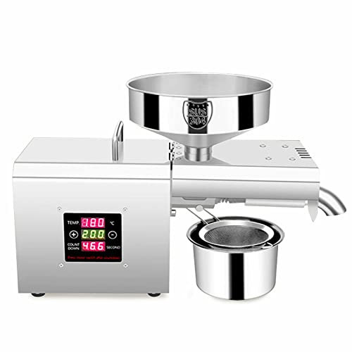 Kommerziell Ölpresse Ölpressmaschine 600W Automatische Edelstah Ölpresse Heiß Kaltpresse Pressmaschine Oil Extractor Expeller für Erdnüsse Walnüsse Sesamsamen Sonnenblumenkerne