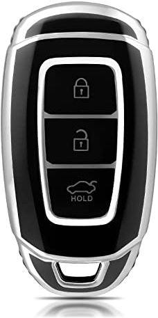 OFFCURVE Autoschlüssel Hülle Schlüsselhülle, Schlüsselcover Schlüsselgehäuse Schutzhülle 3 Tasten Passt für Hyundai i10 i30 ix25 ix35 IG Santa Fe Kona Elantra Grandeur Solaris Azera Tucson Palisade