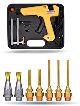 Pistola de silicona, Pistola de pegamento de fusión en caliente profesional de 250W con kit de herramientas, boquilla de cobre puro, temperatura ajustable, uso de alta potencia, barra de pegamento de