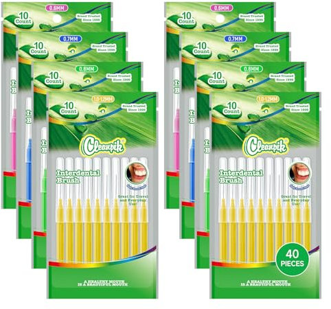 Annauiy 80 Pezzi Scovolini Interdentali -10 Pezzi per Confezione(filo 0,6/0,7/0,8/1,0 mm),Spazzolini Interdentali di Alta Qualità con Cappuccio Per Rimuovere Placca e Residui di Cibo