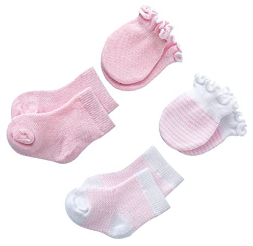 minkissy 4 Paare Fingerhandschuhe für Neugeborene Bequeme Babybekleidung Blaue