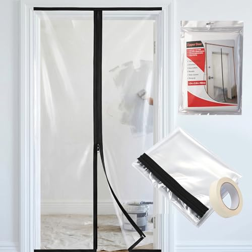 Protección contra el polvo para puerta con cremallera, 1,2 x 2,2 m, extrafuerte, 100 micras, puerta de protección contra la suciedad, para renovación