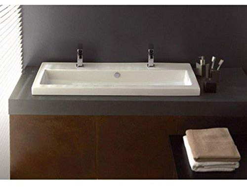 Tecla 4003011B-Two Hole - 18 Inch Spread Series 40 Rectangular Ceramic Self Rimming/Wall Mounted Bathroom Sink, White