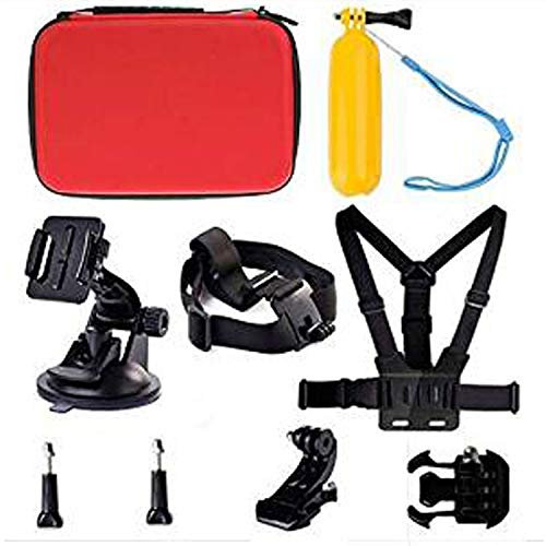 Navitech 9 in 1 Action Camera Accessory Combo Kit And Rugged Red Storage Case Compatible With The VIVITAR DVR944 Action Camcorder