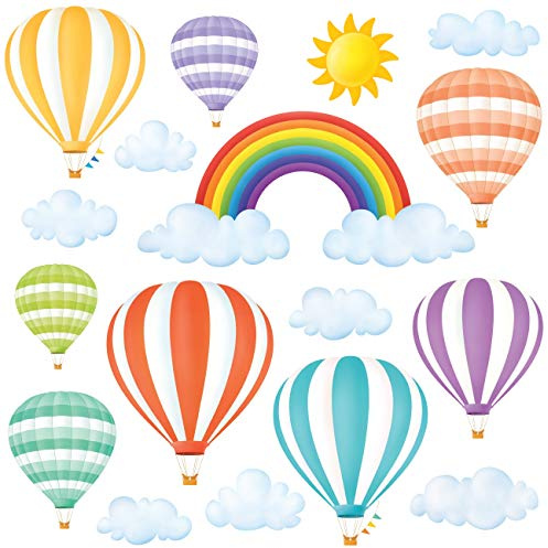 DECOWALL DWT-1801 Regenbogen und Heißluftballons Wandtattoo Wandsticker Wandaufkleber Wanddeko für Wohnzimmer Schlafzimmer Kinderzimmer
