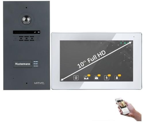 MATHFEL 2 Draht Video Türsprechanlage – Full HD 170° Weitwinkelkamera mit WLAN – 7-Zoll Farb-Touchscreen – Gegensprechanlage mit Türöffner – IP65, Nachtsicht, Einfache Montage