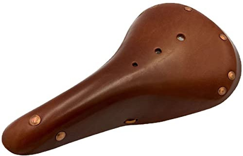 TentHome Retro Fahrrad Sattel Leder Fahrradsattel Kupfernieten Vintage Ledersattel Fahrradsitz MTB Cityradsättel Rennradsättel Mountainbikesättel Damen Herren braun