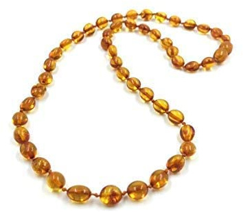 Collana di ambra genuina - Collana di ambra baltica naturale certificata perline color cognac 45-46 cm