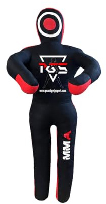 MMA Grappling Dummy Brazilian JIU Jitsu BJJ Punching Bag for Self Defense Wrestling Judo Karate Boxing Throwing Submission Standing Position - UNFILLED (Black Red, 6FT / 70)