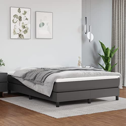 BAZZI Boxspringbett 140 x 200 cm Polsterbett Komplettes Bettset Mit Lattenrost Grau-10 Kunstleder Jugendbett Perfekt für Jugendzimmer, Futonbett